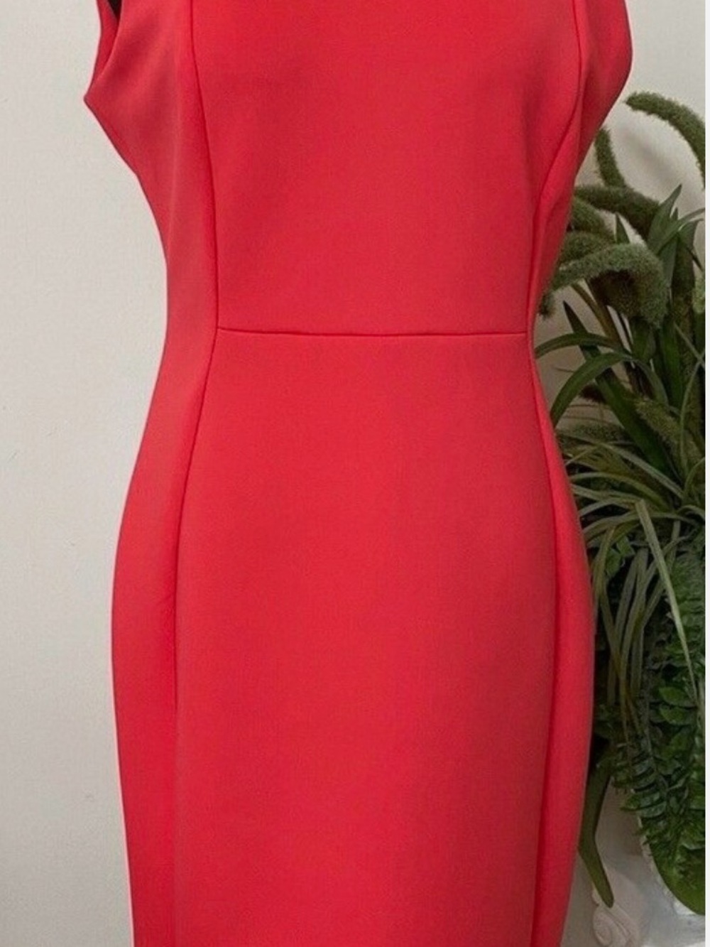 Calvin Klein Coral-Pink Midi Sheath Dress